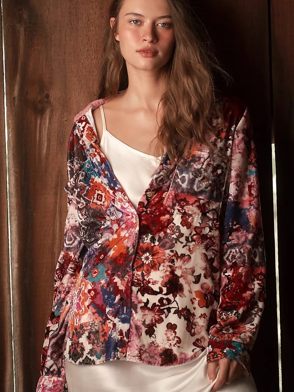 ANTHROPOLOGIE Pilcro Hadley Velvet Shirt XS 20” p2p Pink $138 Retail NWT